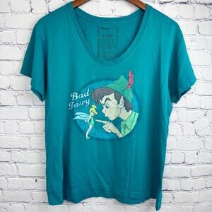 Disney Store Peter Pan & Tinkerbell Bad Fairy Teal Shirt Size XL